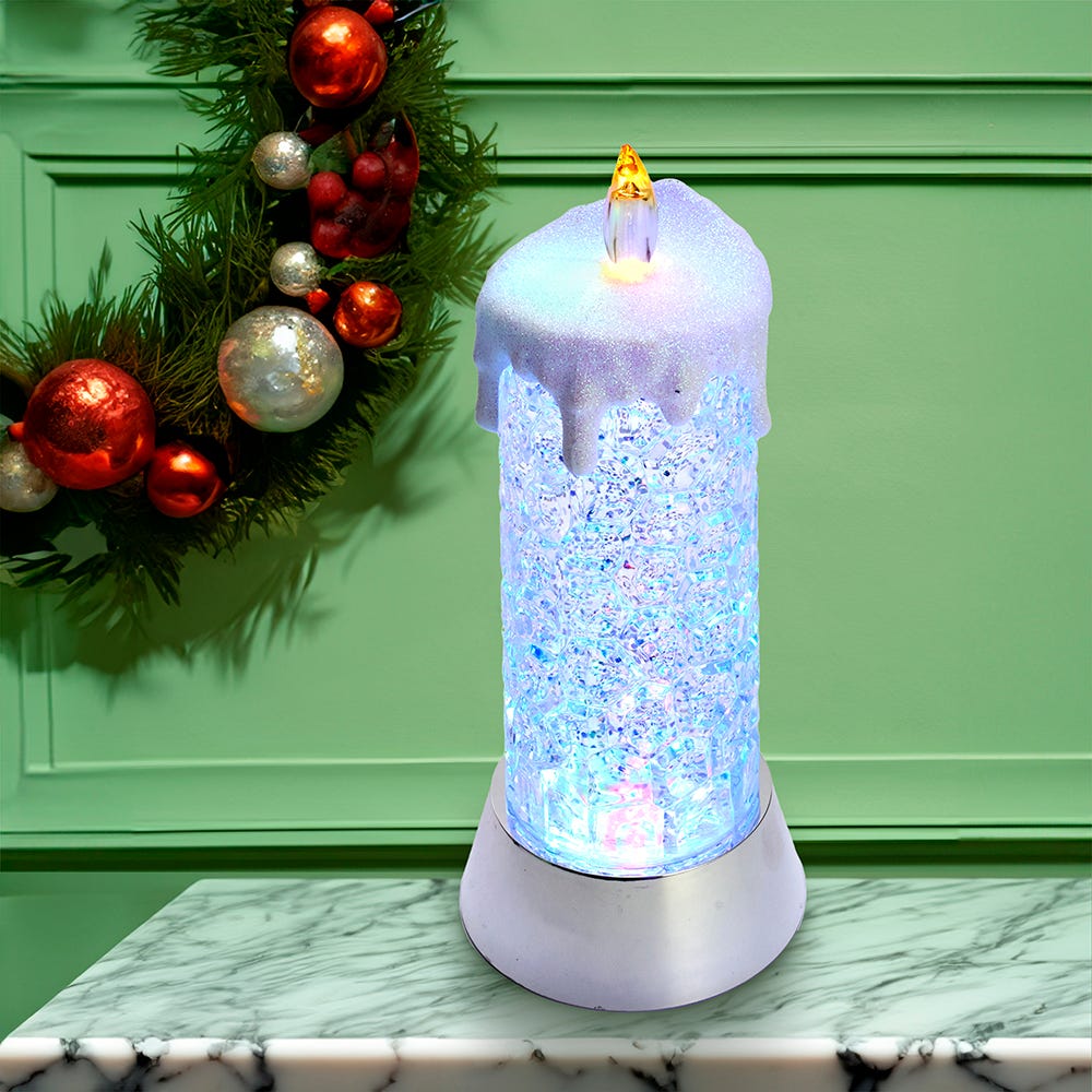 Kurt Adler 9.25-Inch Battery-Operated Color Changing Snowing Candle